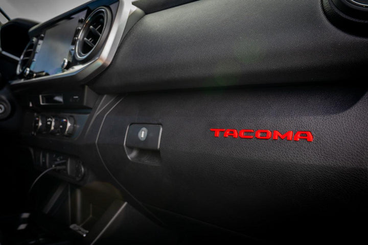 Glove Box "TACOMA" Acrylic Logo Inlays (Laser Series) - 2016-2023 Tacoma