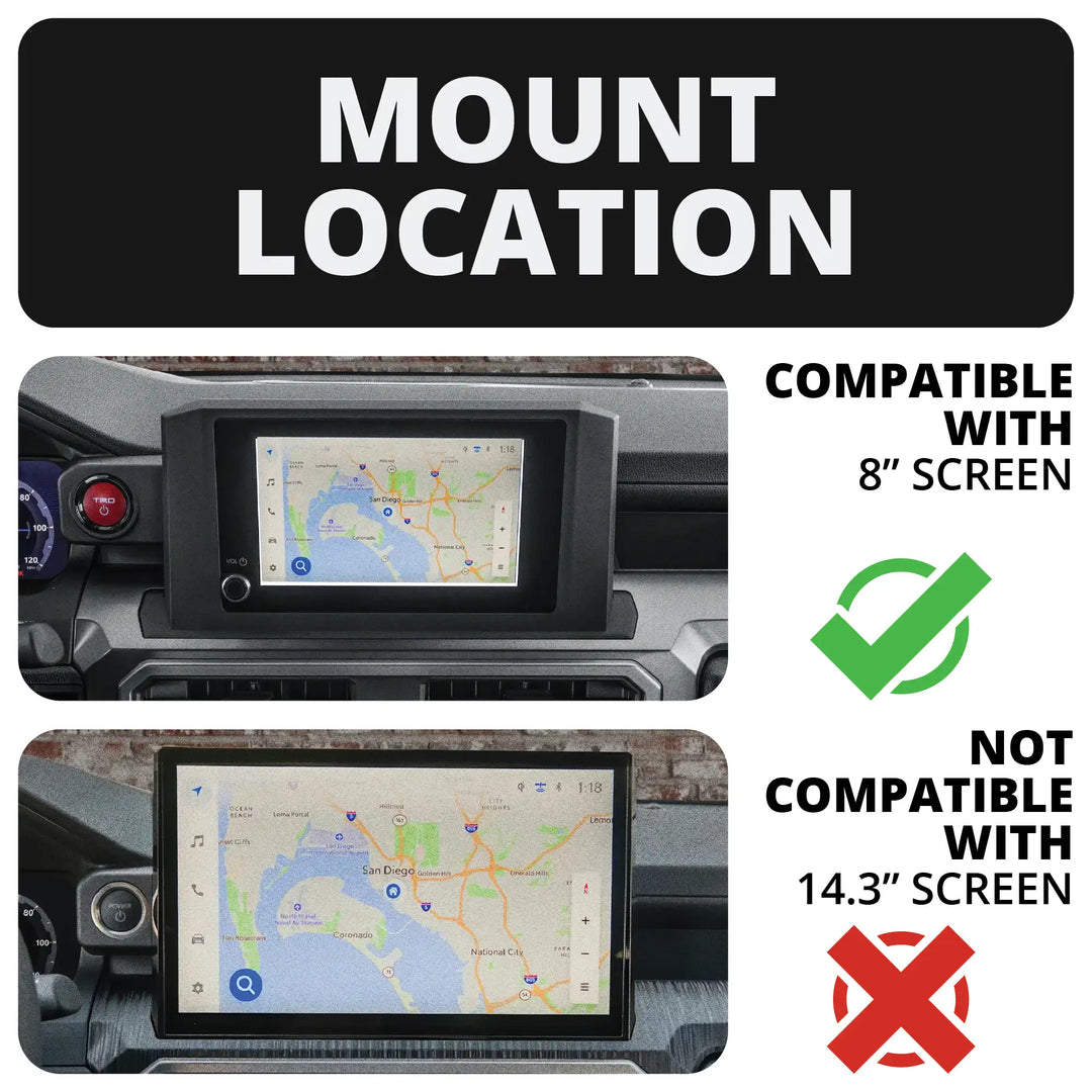 2024+ Toyota Tacoma (8" Screen ONLY) & 2025+ 4Runner LINK™ Dash Clip with Universal Dual-T / Cobb Tuning Accessport Mount