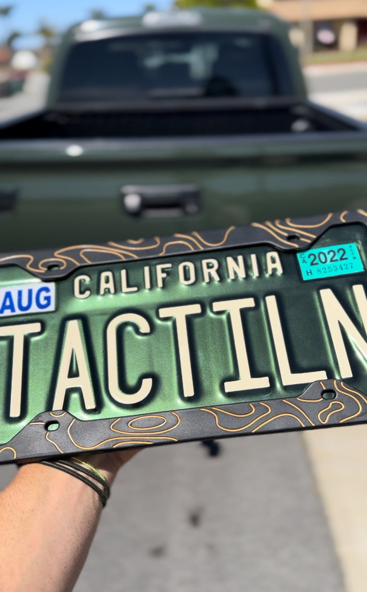 Tactilian Two-Tone Silicone Topographic License Plate Frame - Anti-Rattle, Anti-Scratch Plate Wrap