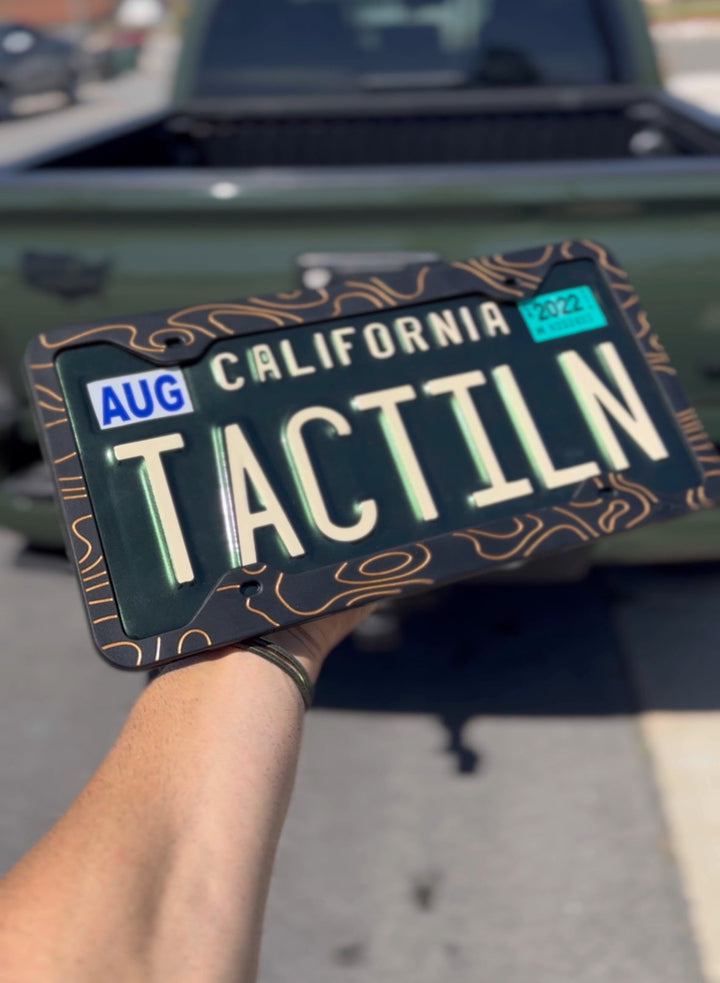 Tactilian Two-Tone Silicone Topographic License Plate Frame - Anti-Rattle, Anti-Scratch Plate Wrap