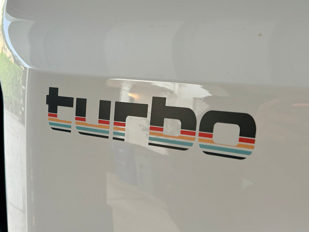StickerFab Turbo Retro Style Graphic Fender Decals (Pair) - Universal