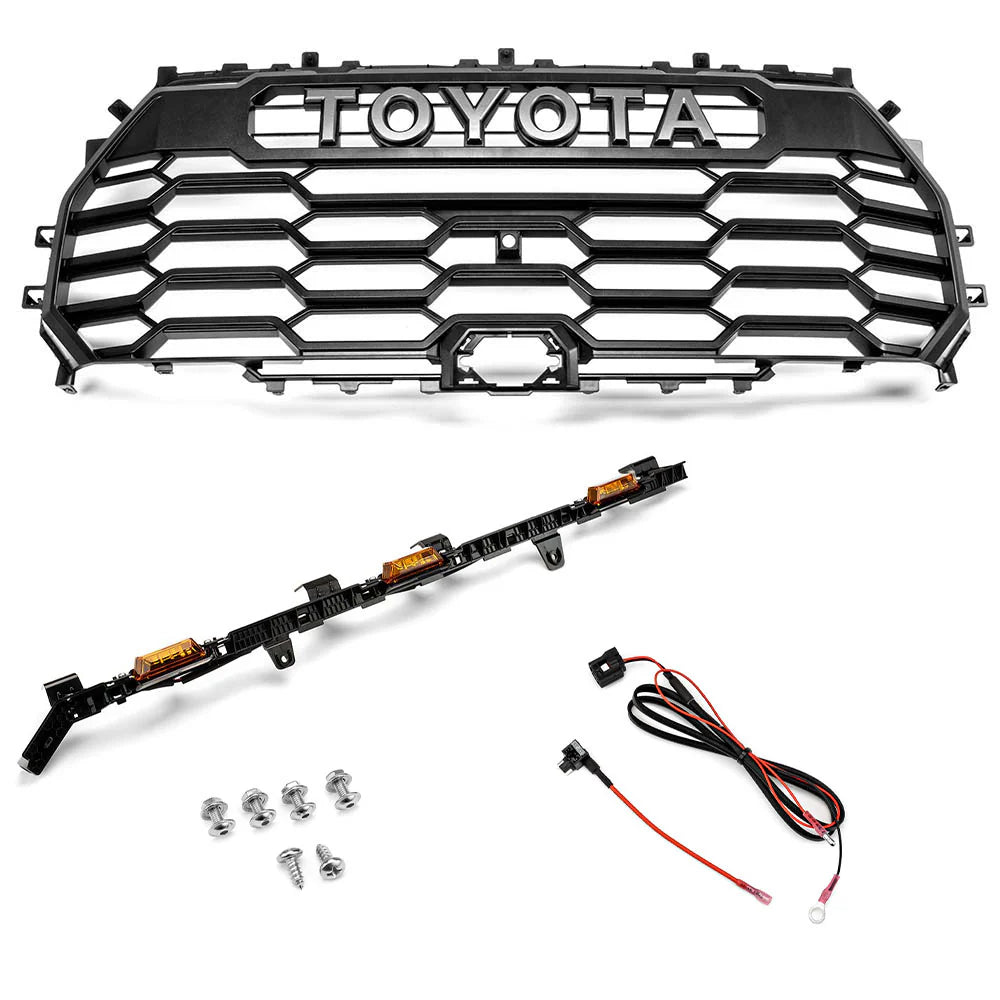 OEM Toyota TRD Pro Heritage Grille + OEM TRD Pro Amber Marker Lights Kit For Tundra 2022-2026