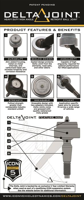 ICON Upper Control Arms Lexus GX460 (10-20) GX470 (03-09) Front - Tubular Delta Joint Kit