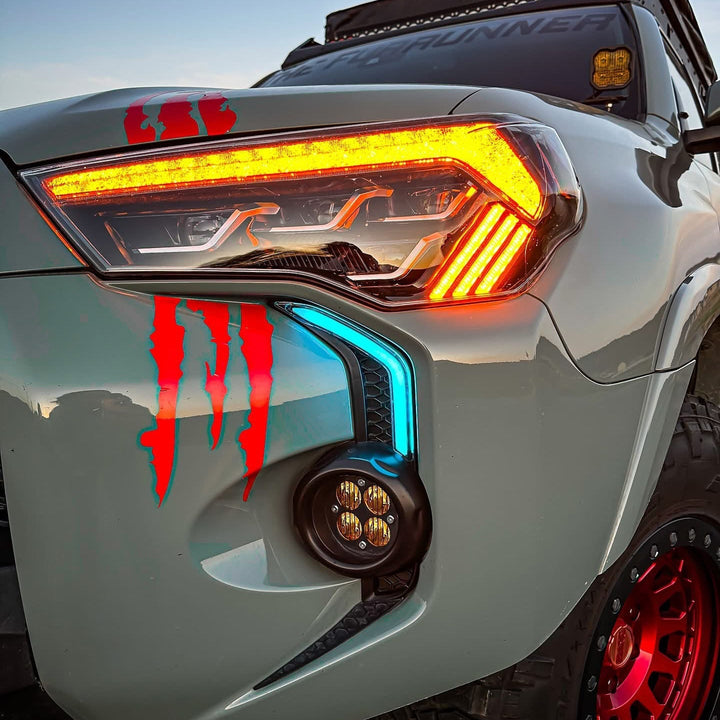 Aspire Auto Accessories LED DRL Fog Light Fang Bezel Kit for 4Runner (2014-2024)