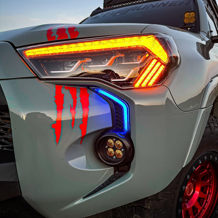 Aspire Auto Accessories LED DRL Fog Light Fang Bezel Kit for 4Runner (2014-2024)