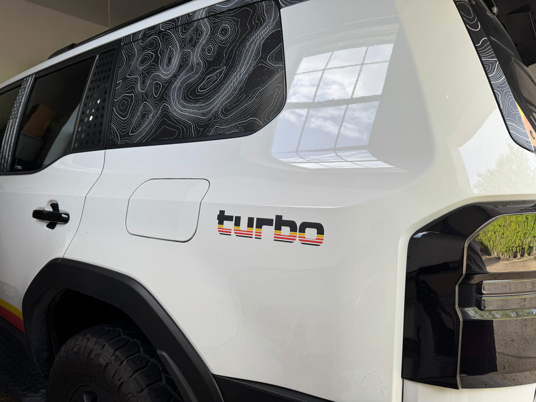 StickerFab Turbo Retro Style Graphic Fender Decals (Pair) - Universal