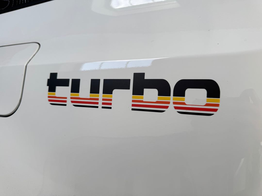 StickerFab Turbo Retro Style Graphic Fender Decals (Pair) - Universal