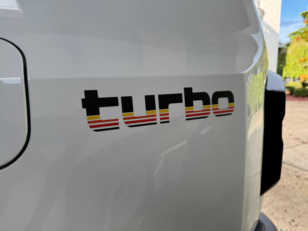 StickerFab Turbo Retro Style Graphic Fender Decals (Pair) - Universal