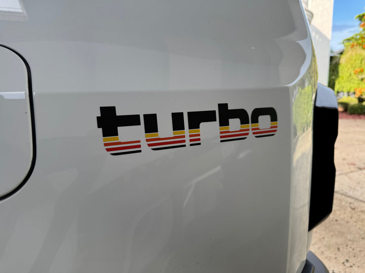 StickerFab Turbo Retro Style Graphic Fender Decals (Pair) - Universal