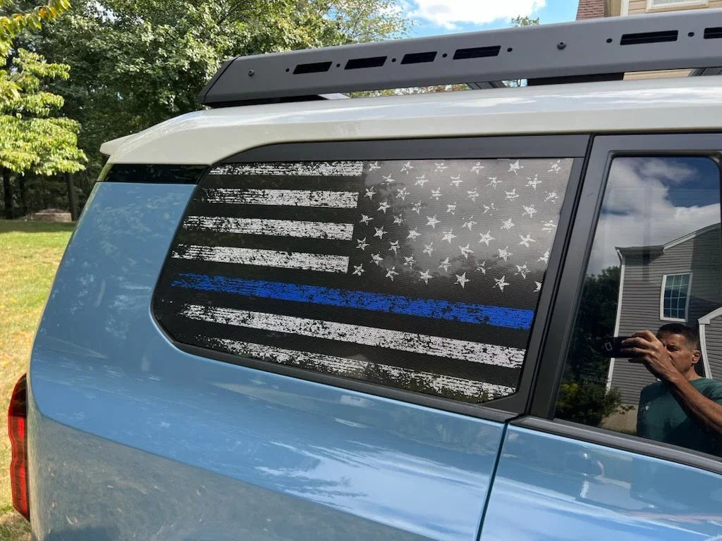 American Flag Rear Window Overlays V2 (Perforated) - 2024+ Land Cruiser