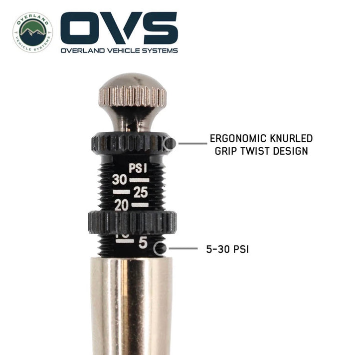OVS Rapid Tire Deflators - 4 Piece Aluminum Adjustable Kit (5-30 PSI) With Storage Case
