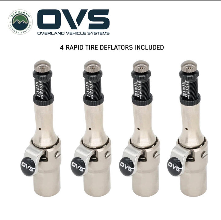 OVS Rapid Tire Deflators - 4 Piece Aluminum Adjustable Kit (5-30 PSI) With Storage Case