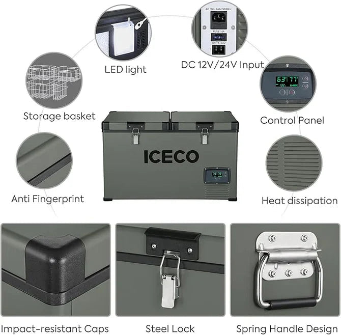 ICE CO VL60 Dual Zone Metal Freezer with Cover 60LT