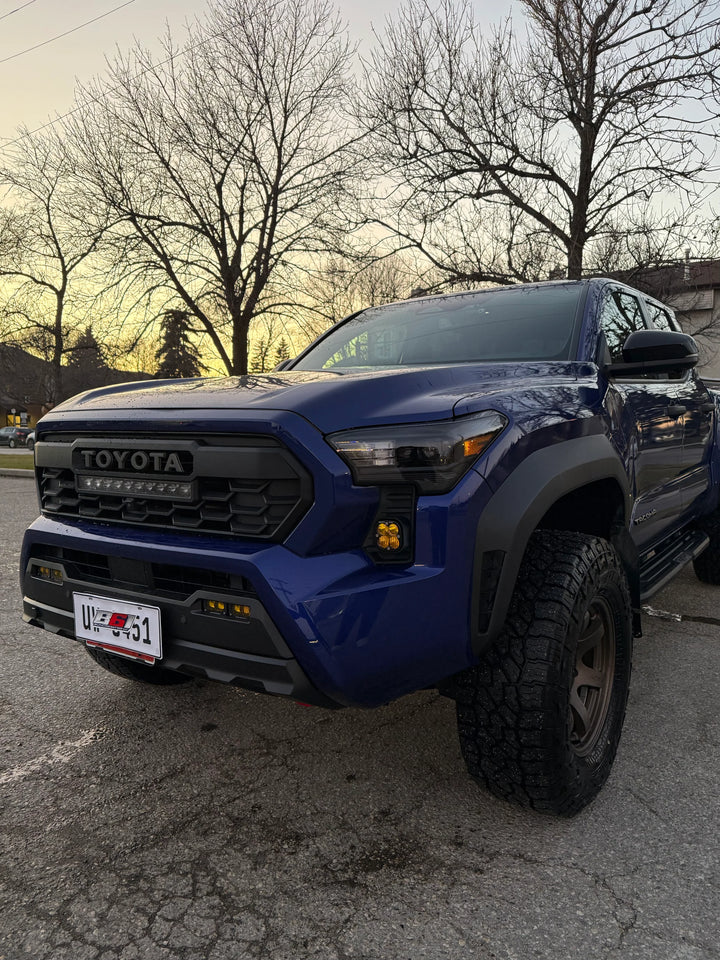 Baja 686 Industries LLC Led vent cover (ASA Matte Black) + Squadron Sport Black LED Auxiliary Light Pod Pair for Tacoma (2024+)