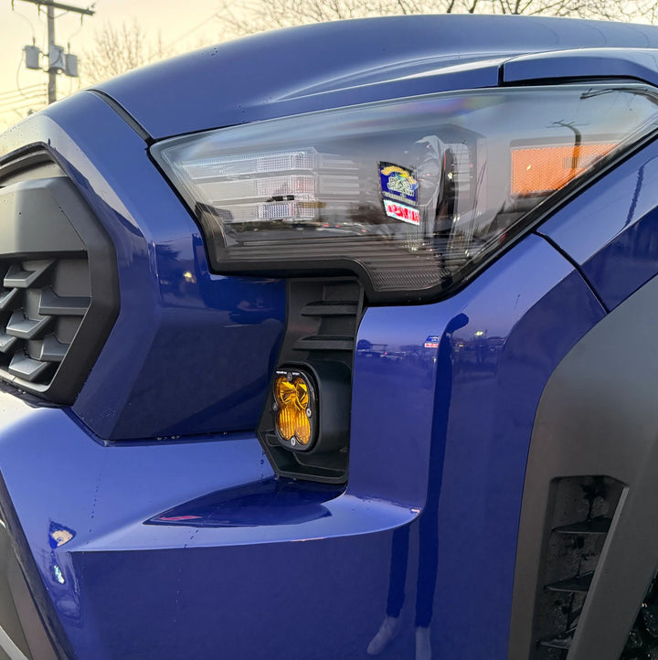 Baja 686 Industries LLCLed vent cover (ASA Matte Black) + Squadron Pro Black LED Auxiliary Light Pod Pair for Tacoma (2024+)