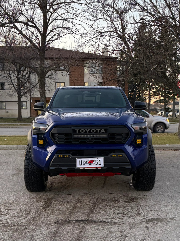 Baja 686 Industries LLC Led vent cover (ASA Matte Black)+ Squadron SAE LED Auxiliary Light Pod Pair for Tacoma (2024+)