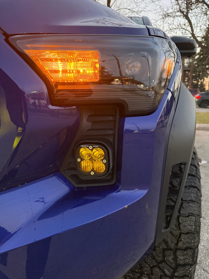 Baja 686 Industries LLC Led vent cover (ASA Matte Black)+ Squadron SAE LED Auxiliary Light Pod Pair for Tacoma (2024+)
