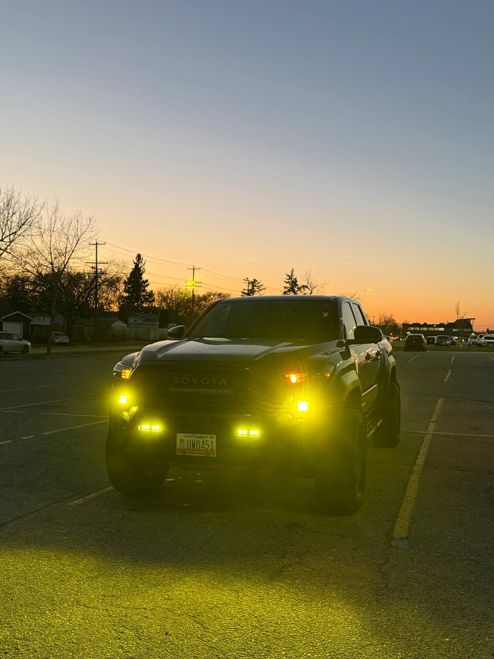 Baja 686 Industries LLC Led vent cover (ASA Matte Black)+ Squadron SAE LED Auxiliary Light Pod Pair for Tacoma (2024+)