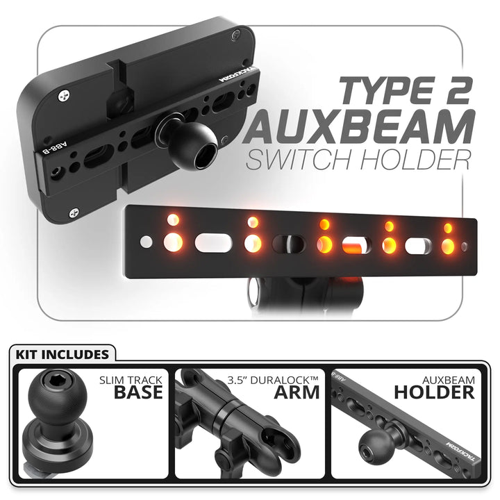 Tackform Auxbeam Holder | Slim Track Base | Choose Arm Length & Panel Type