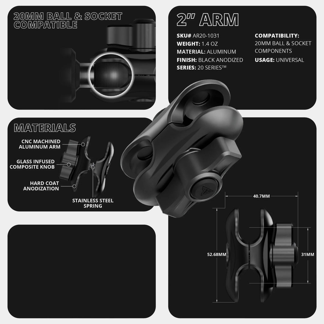 Tackform Slim Track Dash Bracket With 20LITE Phone & CB Microphone Mounts for Tacoma (2016-2023)