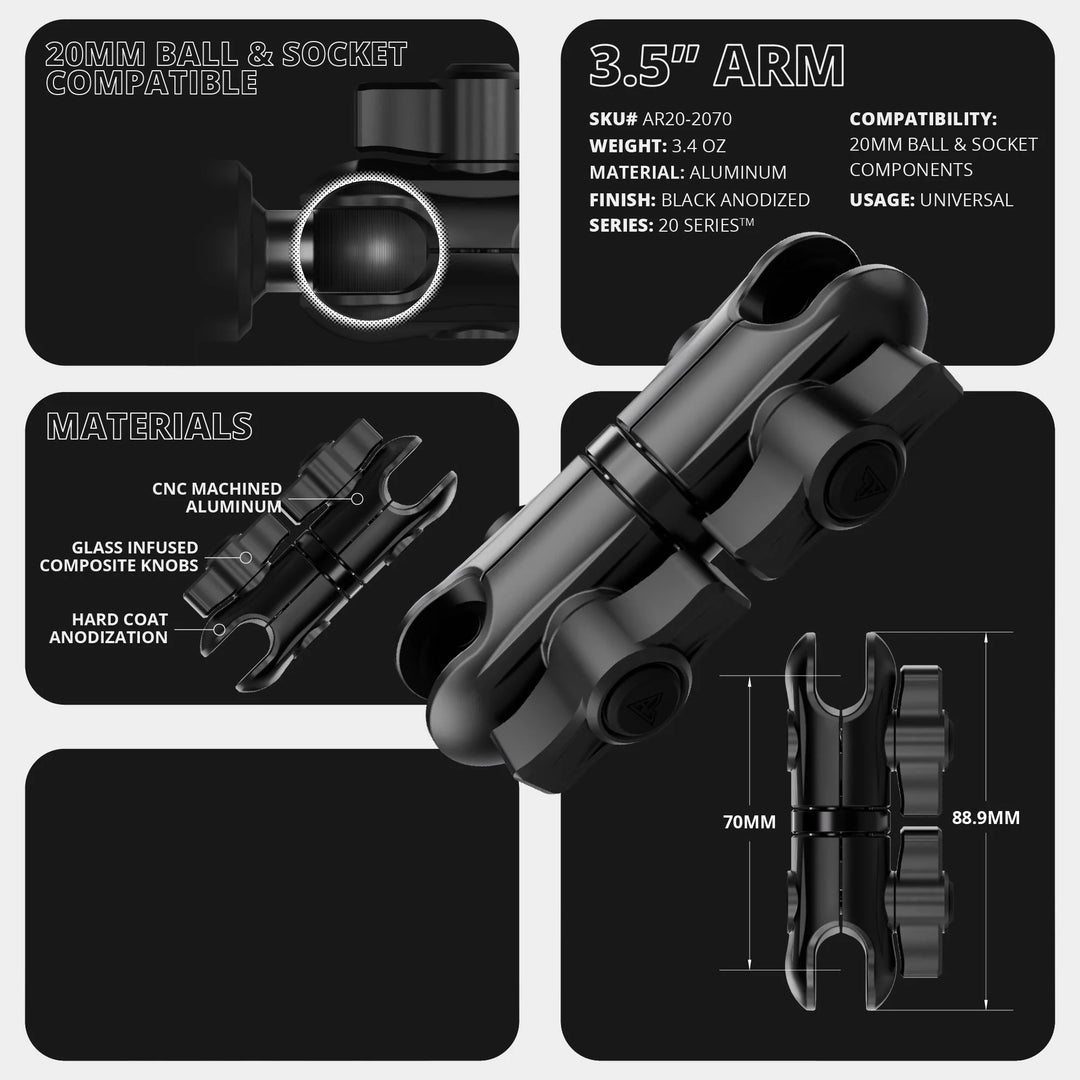 2010-2024 Toyota 4Runner Tackform Assault Track Picatinny Dash Bracket With 20LITE Phone, GoPro/Action Camera, & CB Mic Holder