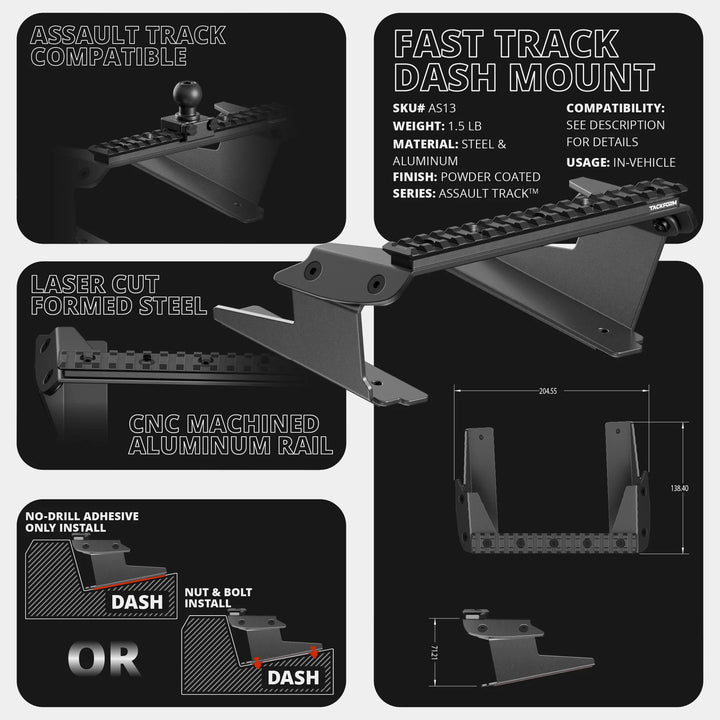 TRAXX™ - Assault Track Picatinny Dash Bracket With 20LITE Phone & Tablet Mounts | 2022 Ford Super Duty (Compatible With 12” Screen ONLY)