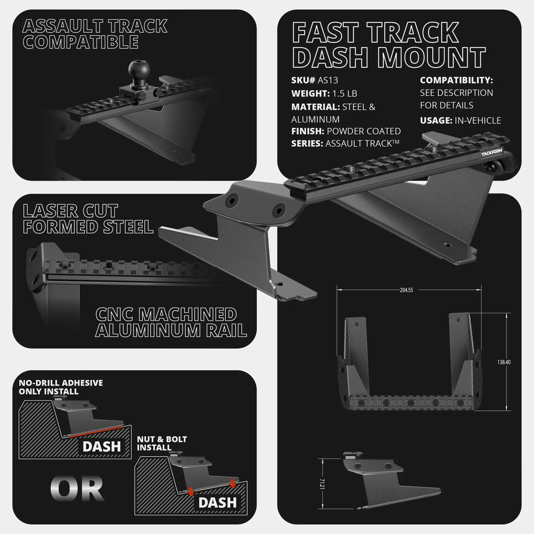TRAXX™ - Assault Track Picatinny Dash Bracket With Dual MagSafe Phone Mounts | 2022 Ford Super Duty (Compatible With 12” Screen ONLY)