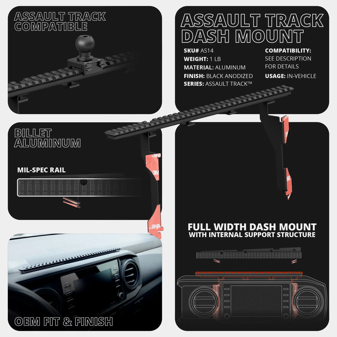 Build Your Own TRAXX™ - Assault Track Picatinny Dash Bracket Kit | 2016 - 2023 Toyota Tacoma