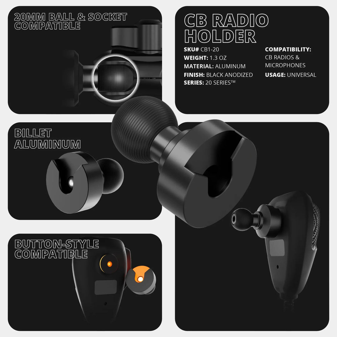 TRAXX™ - Assault Track Picatinny Dash Bracket With 20LITE Phone Holder & CB Microphone Holder | 2016 - 2023 Toyota Tacoma