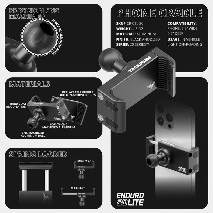 TRAXX™ - Slim Track Dash Bracket With Dual 20LITE Phone Mounts | 2016 - 2023 Toyota Tacoma