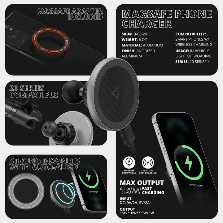 2024+ Toyota Tacoma (8" & 14" Screen) & 2025+ Toyota 4Runner LINK™ Dash Clip with MagSafe Charging Phone Holder