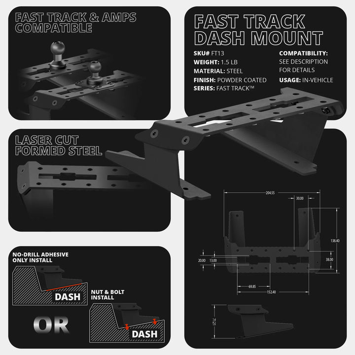 TRAXX™ - Fast Track Dash Bracket With Dual 20LITE Phone Mounts | 2022 Ford Super Duty (Compatible With 12” Screen ONLY)