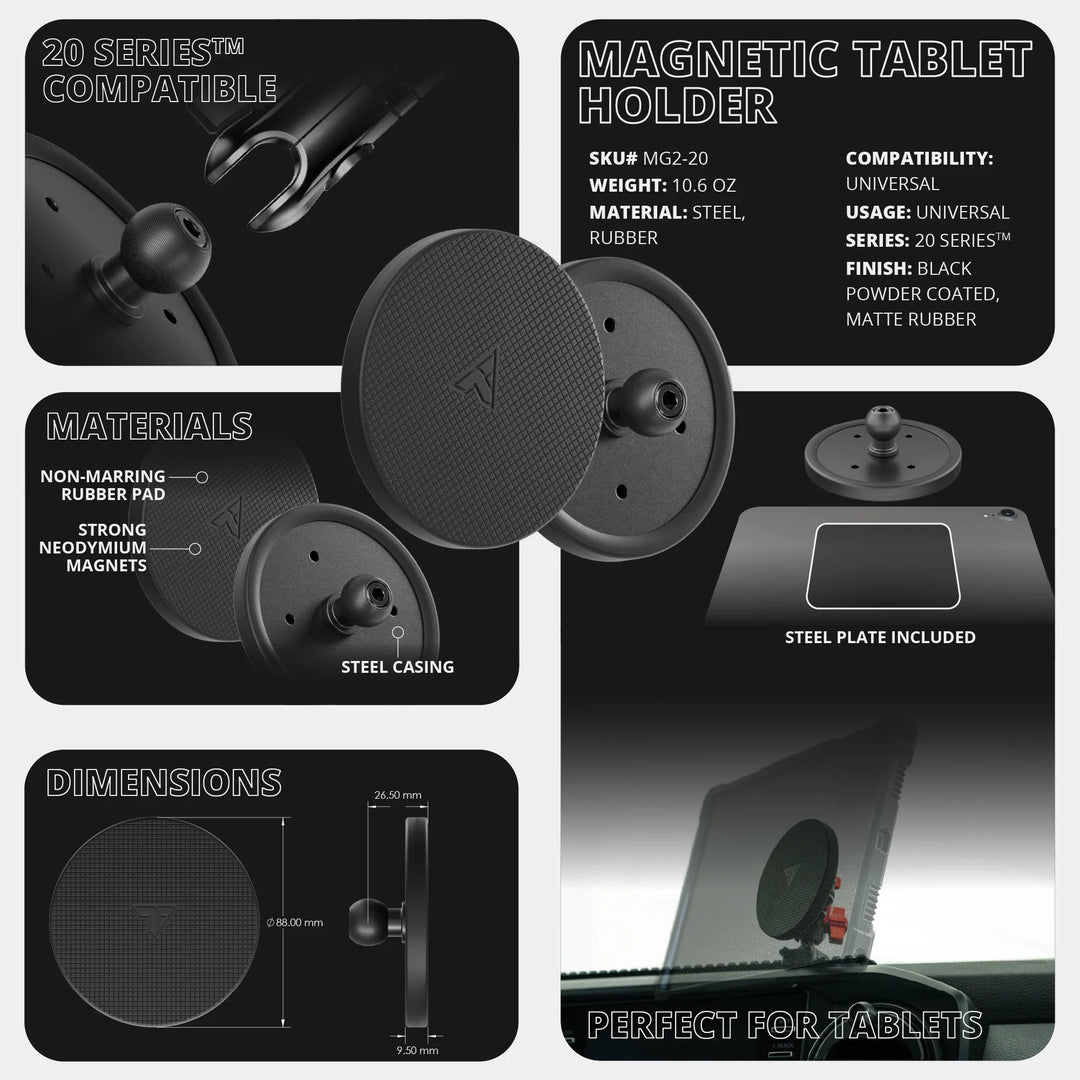 Magnetic Tablet Holder | TRAXX™ - Slim Track Base | 5" DuraLock™ Arm