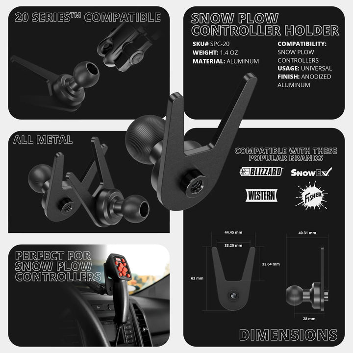 Snow Plow Controller Holder | TRAXX™ - Slim Track Base | 5" DuraLock Arm