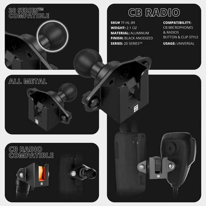 TRAXX™ - Slim Track Dash Bracket With 20LITE Phone & CB Microphone Mounts | 2016 - 2023 Toyota Tacoma