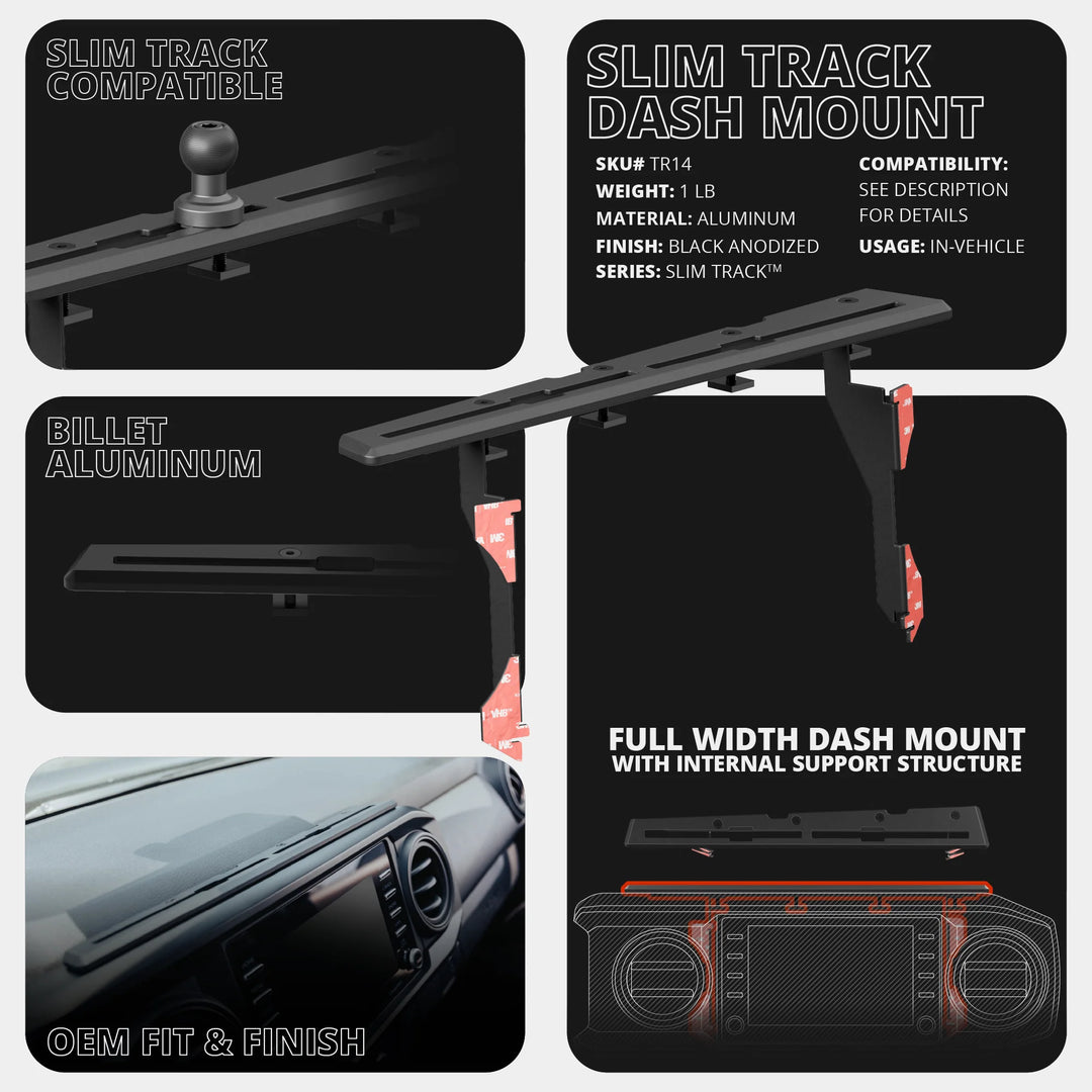 TRAXX™ - Slim Track Dash Bracket With 20LITE Phone Mount | 2016 - 2023 Toyota Tacoma