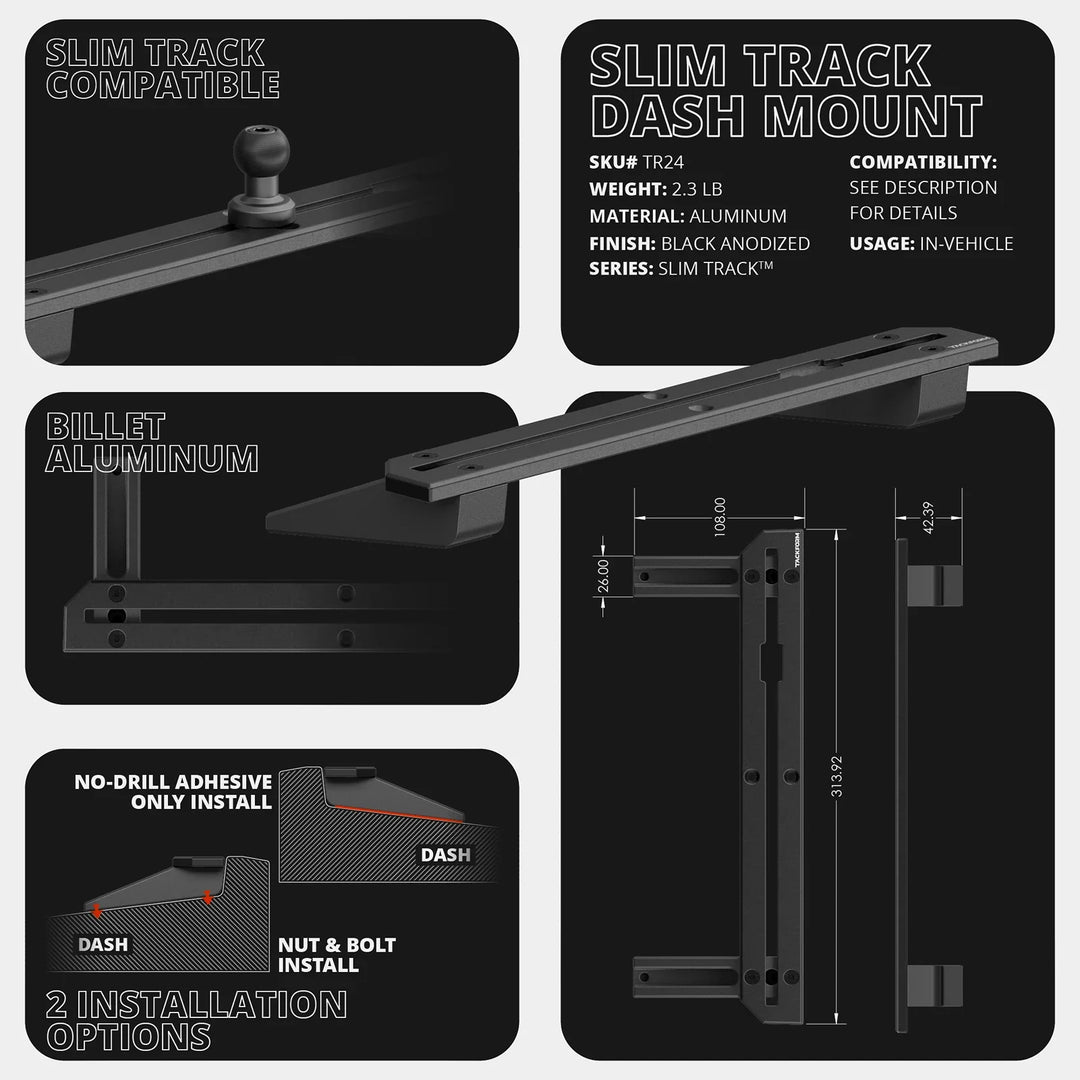 TRAXX™ - Slim Track Dash Bracket With 20LITE Phone Mount | 2023-2026 Ford Super Duty (F-250 Through F-600)