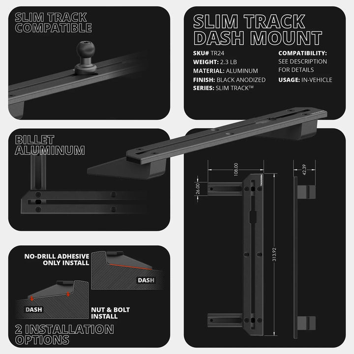 TRAXX™ - Slim Track Dash Bracket With Dual 20LITE Phone Mounts | 2023-2026 Ford Super Duty (F-250 Through F-600)