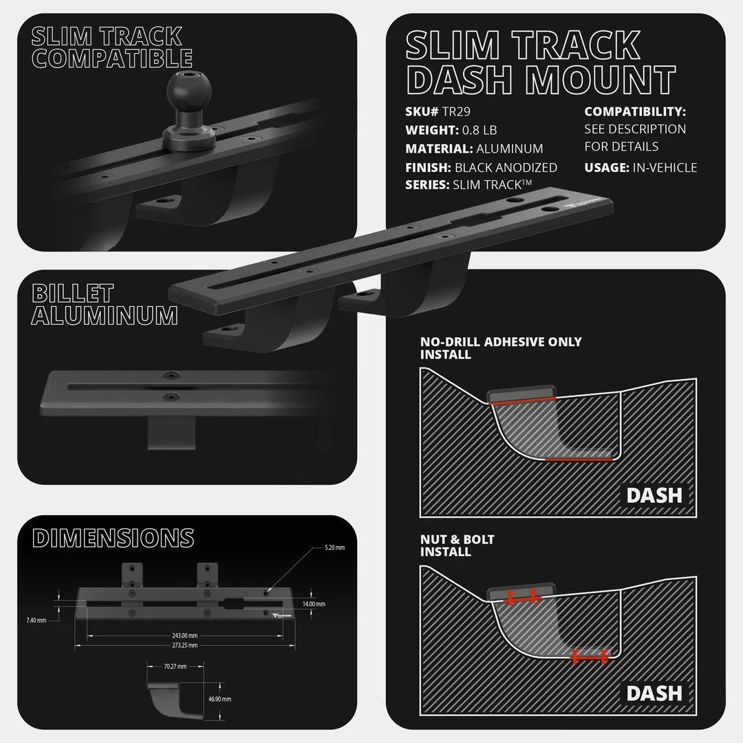 TRAXX™ - Slim Track Dash Bracket With Tablet Mount | 2022-2024 Ford Maverick