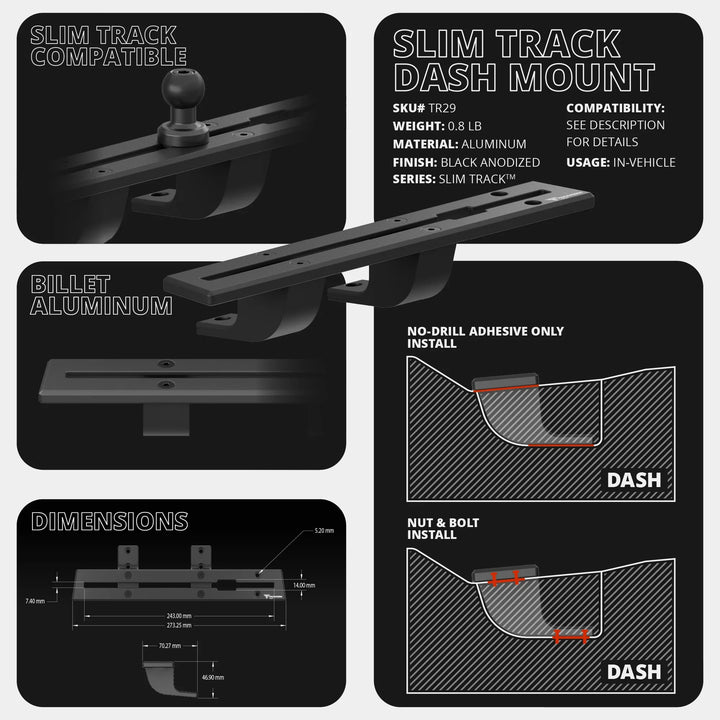 TRAXX™ - Slim Track Dash Bracket With Tablet Mount | 2022-2024 Ford Maverick