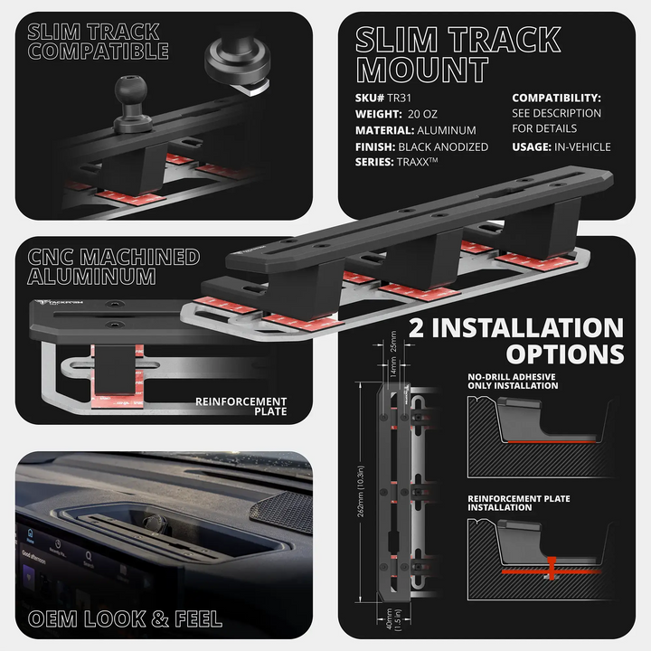 TRAXX™ - Slim Track Dash Bracket With MagSafe Charging Phone Mount | 2022-2025 Toyota Tundra & 2023-2026 Toyota Sequoia