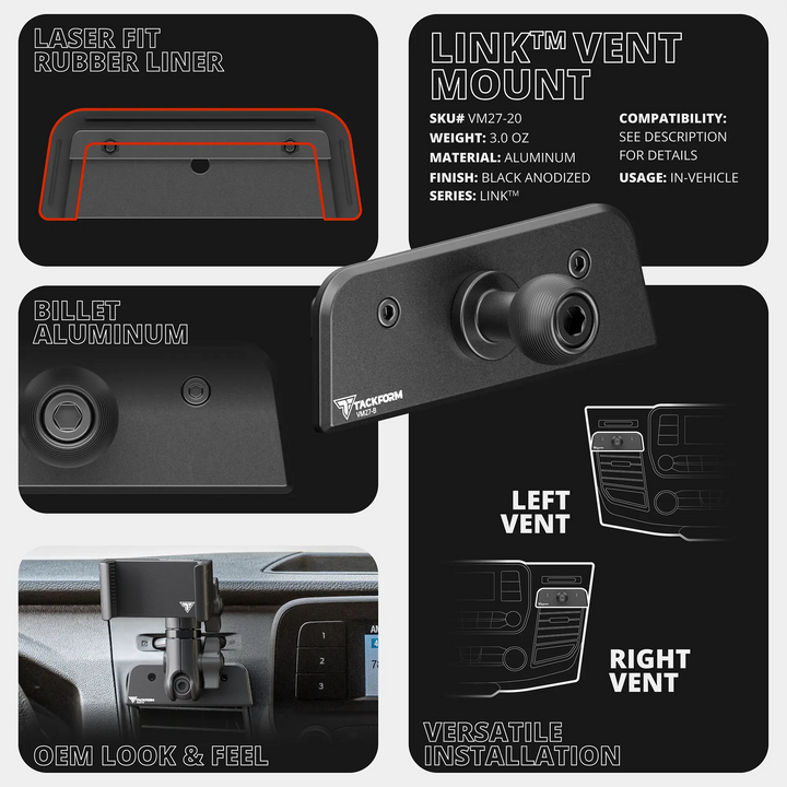 LINK™ Vent Mount Bracket With MagSafe Phone Holder | 3.5" Arm | 2020-2025 Ford Transit (Not Compatible With Transit Connect)
