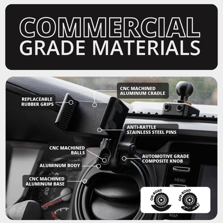 LINK™ Vent Mount Bracket With 20LITE Phone Holder | 2016-2023 Toyota Tacoma and 2014-2021 Toyota Tundra | Choose Your Arm Length