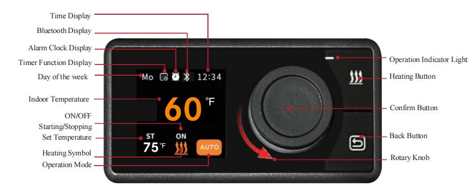 HLN Aerolyn Fahrenheit Bluetooth 2000 PRO Air Diesel Heater 12v -40F, Vehicle Original Equipment; Installation Kits Included