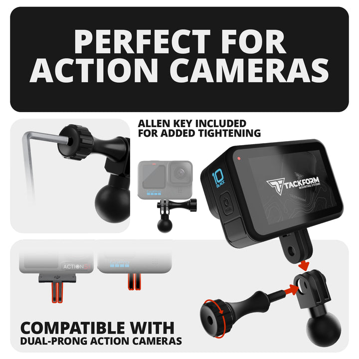 LINK™ GoPro/Action Camera Mount | Accessory Ready Dash and Grab Handle Compatible | 2021+ Ford Bronco | 7.5"-9.25" Telescoping Arm