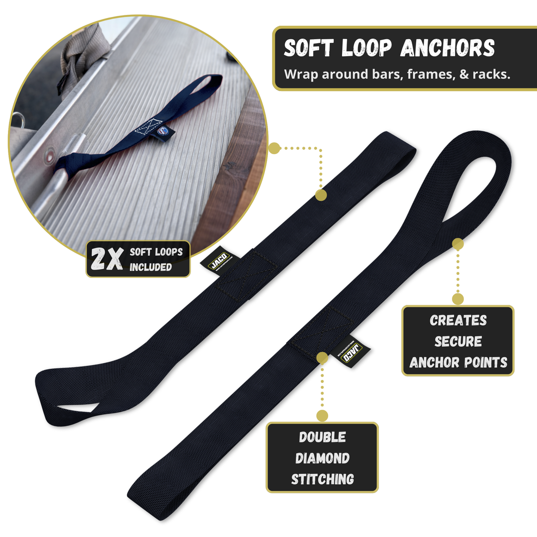 Retractable Ratchet Straps - 1" x 15 ft (1,760 lbs Break Strength) | Auto Self Retracting Cargo Tie Down Strap Set