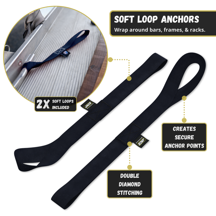 Retractable Ratchet Straps - 1" x 15 ft (1,760 lbs Break Strength) | Auto Self Retracting Cargo Tie Down Strap Set