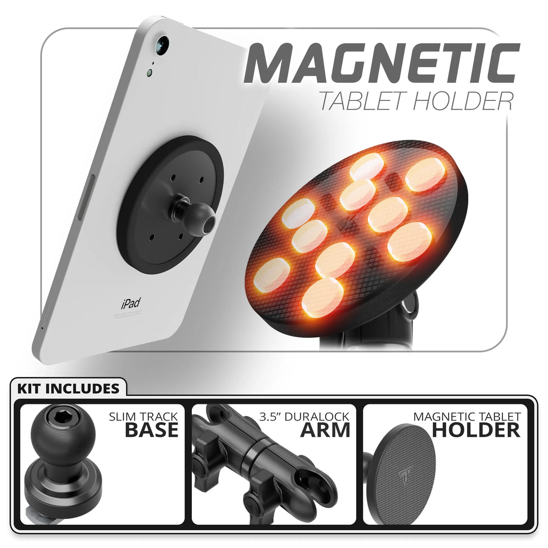 Tackform Magnetic Tablet Holder | Slim Track Base | 3.5" DuraLock™ Arm