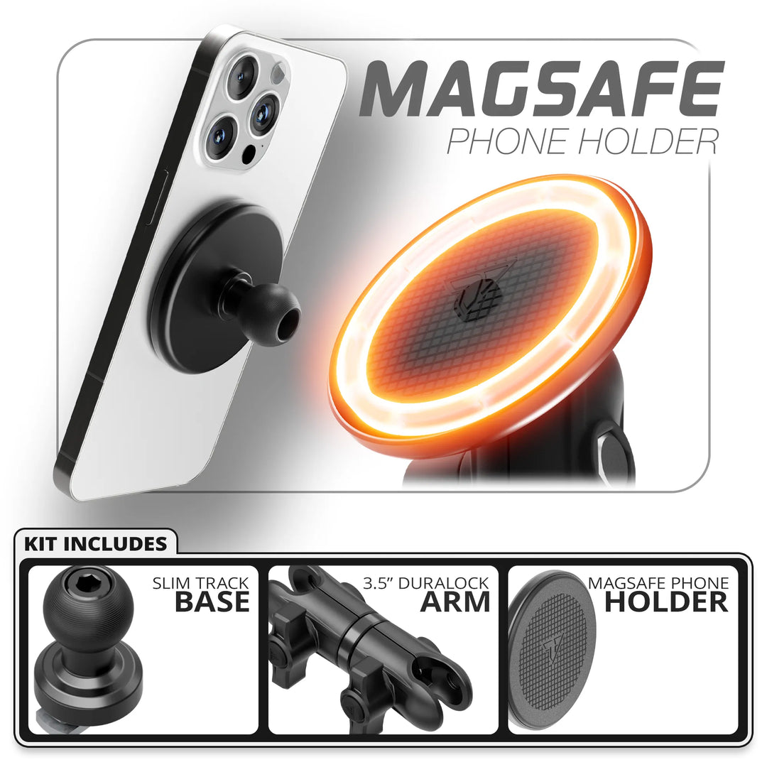 Tackform MagSafe Phone Holder | Slim Track Base | 3.5" DuraLock Arm