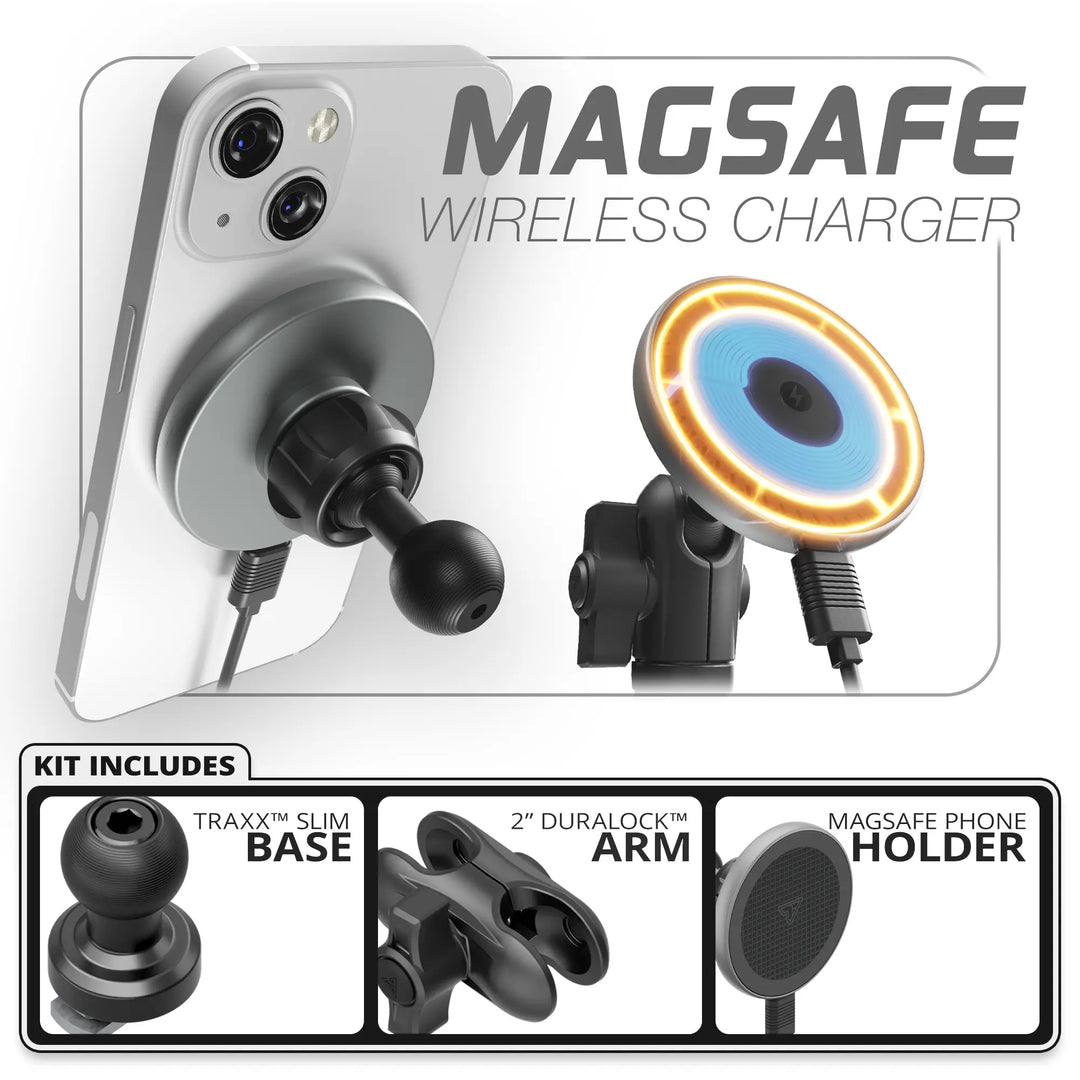 Tackform MagSafe Charging Phone Holder  | Slim Track Base | 2" DuraLock Arm